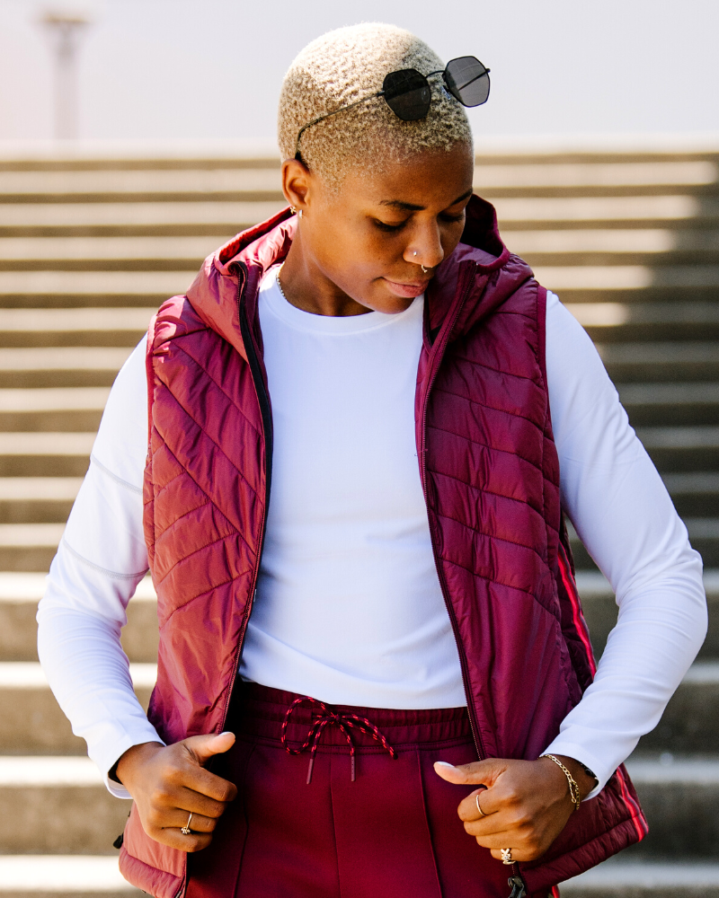 Powerstripe Hooded Down Vest