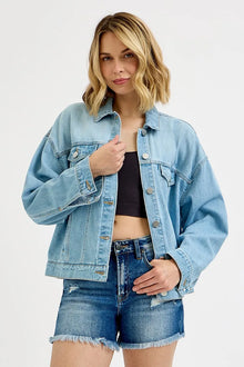 RISEN Washed Dropped Shoulder Denim Jacket