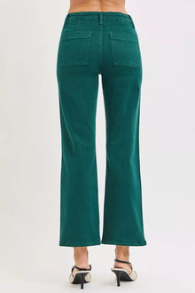 RISEN High-Rise Patch-Pocket Flare Jeans