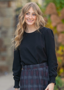 Blake Cinched-Sleeve Blouse