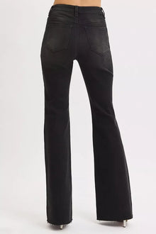 RISEN Full Size High Rise Flare Raw Cut Hem Jeans Plus Size