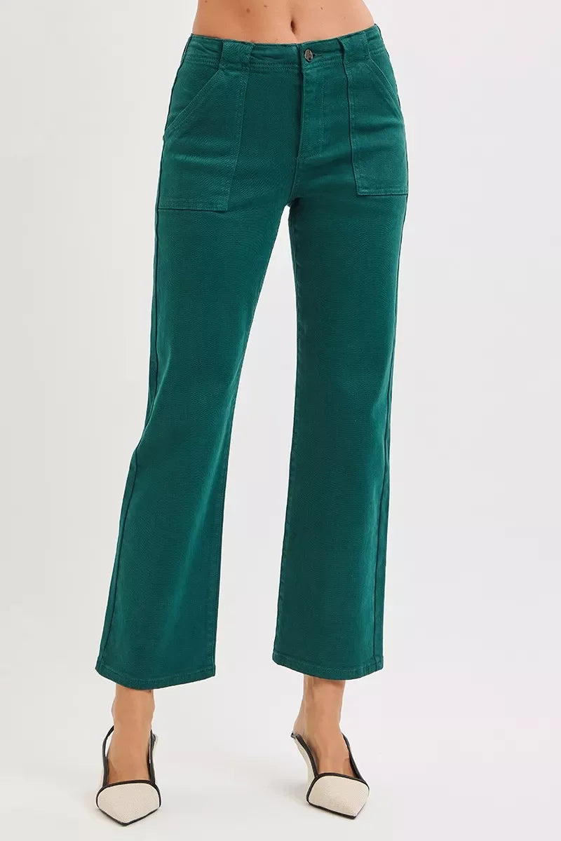 RISEN High-Rise Patch-Pocket Flare Jeans