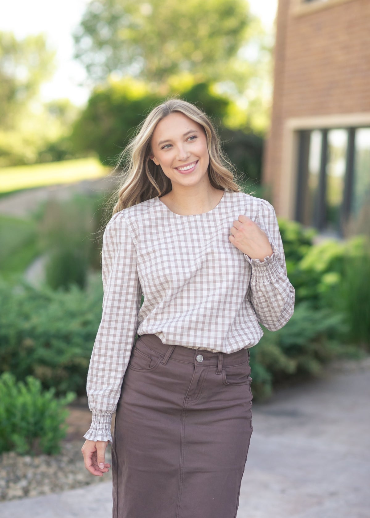 Blake Cinched-Sleeve Blouse