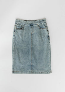 Sandra Classic-Wash Denim Midi Skirt
