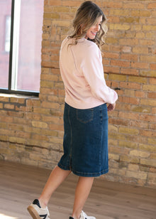 Sandra Dark-Wash Denim Midi Skirt